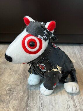 Target Bullseye Biker Dog Plushie Collectible - FLAWS